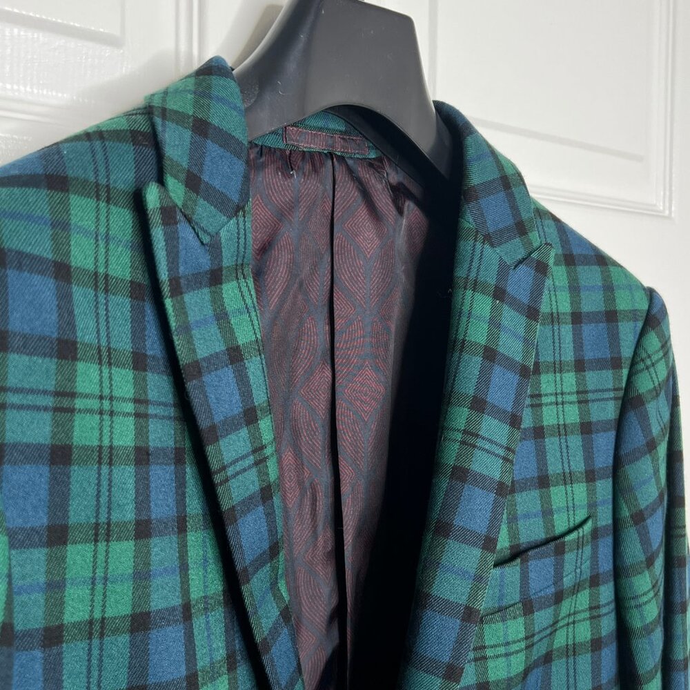 ASOS Green and Blue Plaid Blazer - Picture 2 of 7